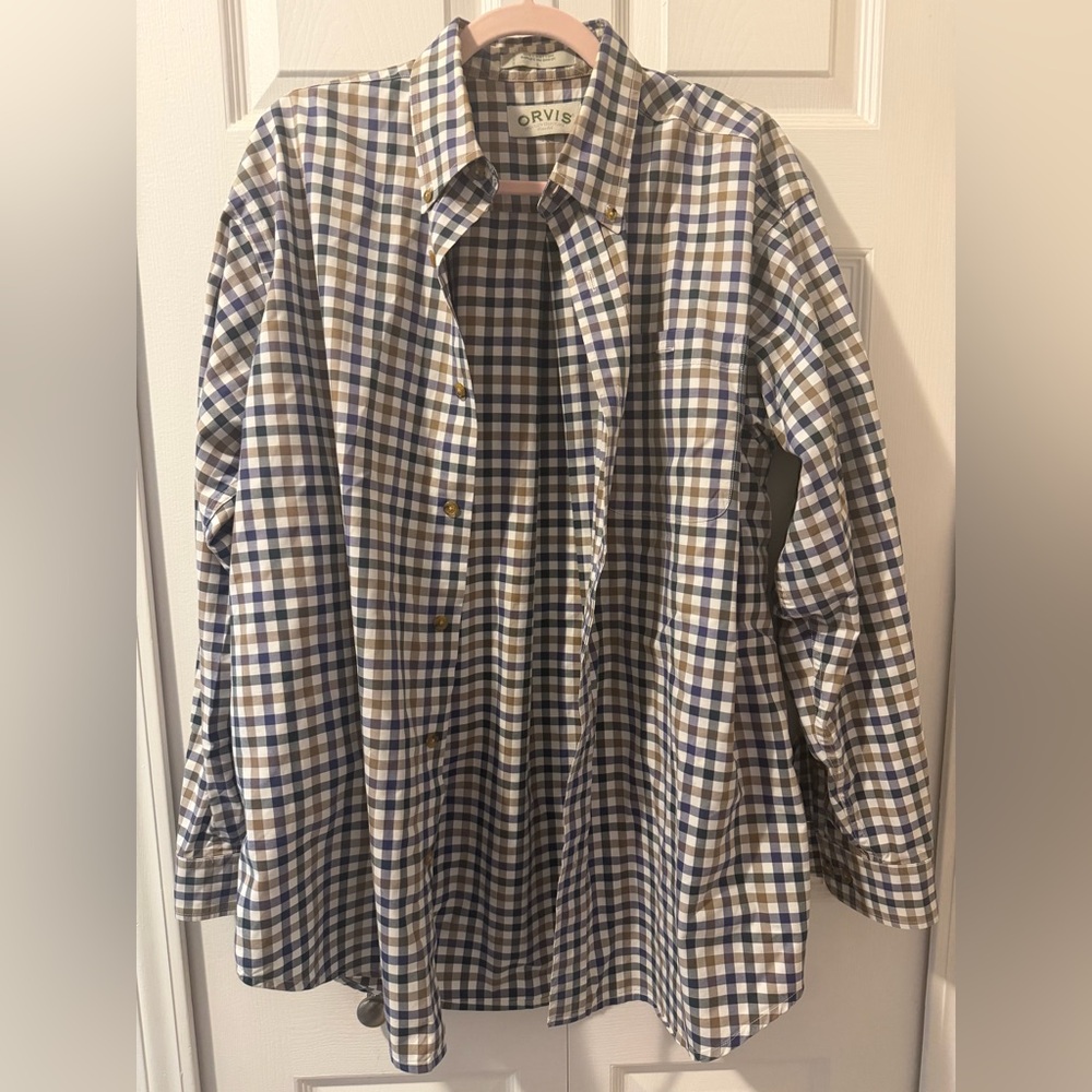 Orvis Plaid Button-Down Shirt, Size L
